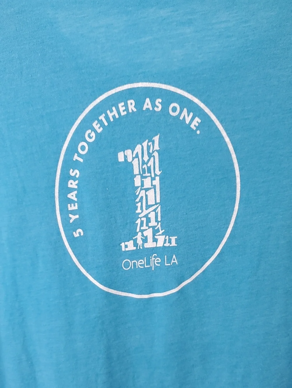 Bella Canvas Blue One Life LA 5 Years Top Size M - Picture 3 of 8